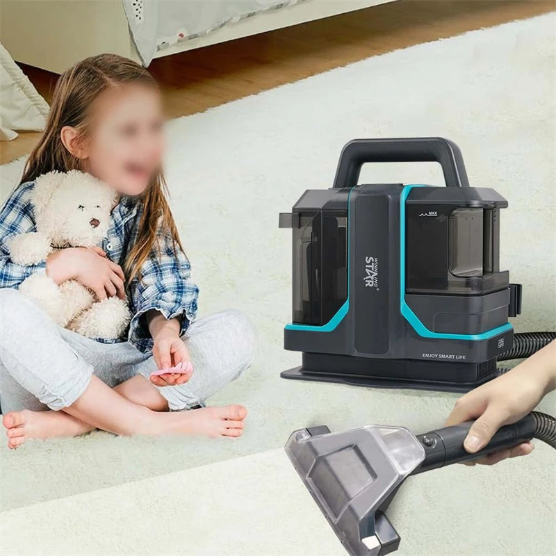 Wet and Dry Vacuum Cleaner 15Kpa Portable Corded Sofa Carpet Cleaner Fabric Double Brush Head Stain Fabric Cleaning Machine